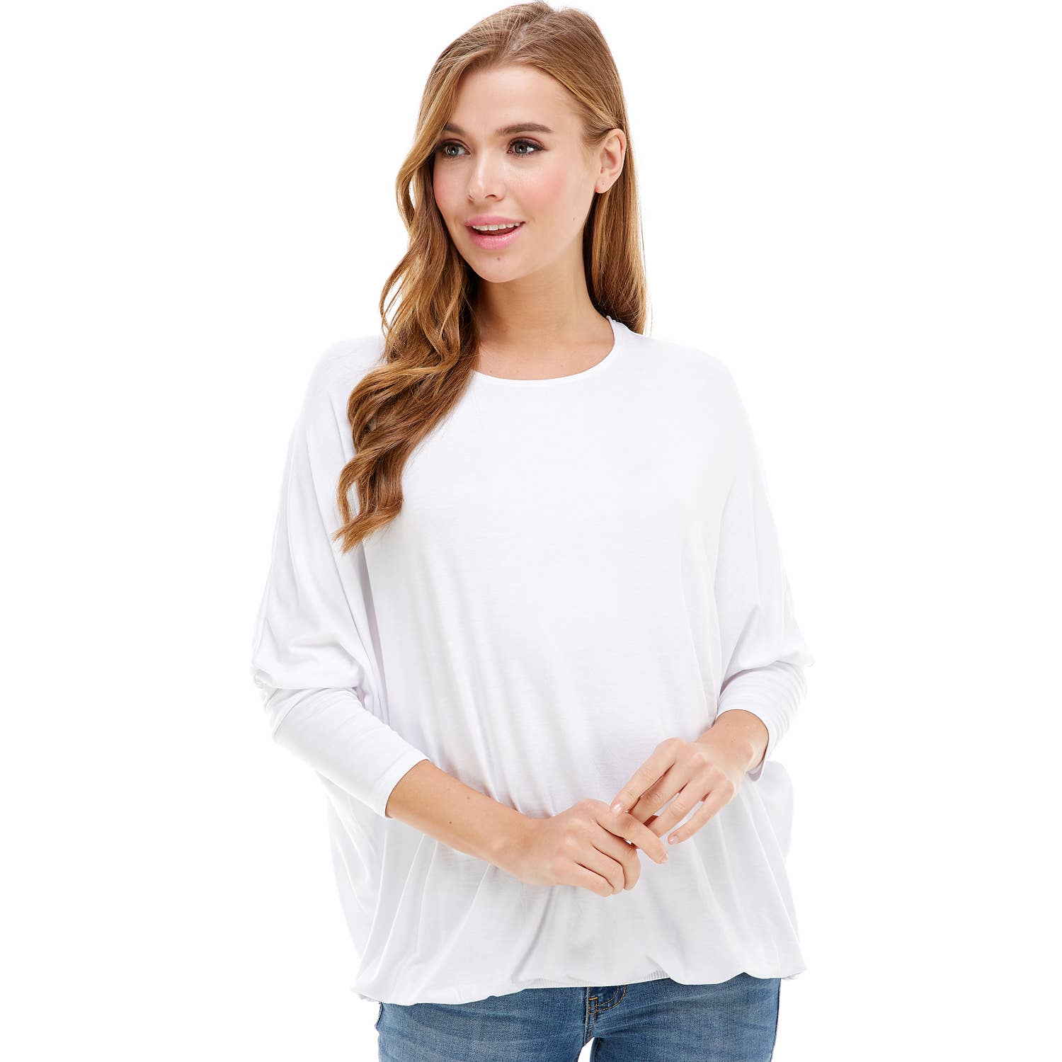 Azules Clothing - Wholesale Tunic - Women's - ATP-2309RS-DOLMAN Sleeve Elastic Bottom Hem Tunic39