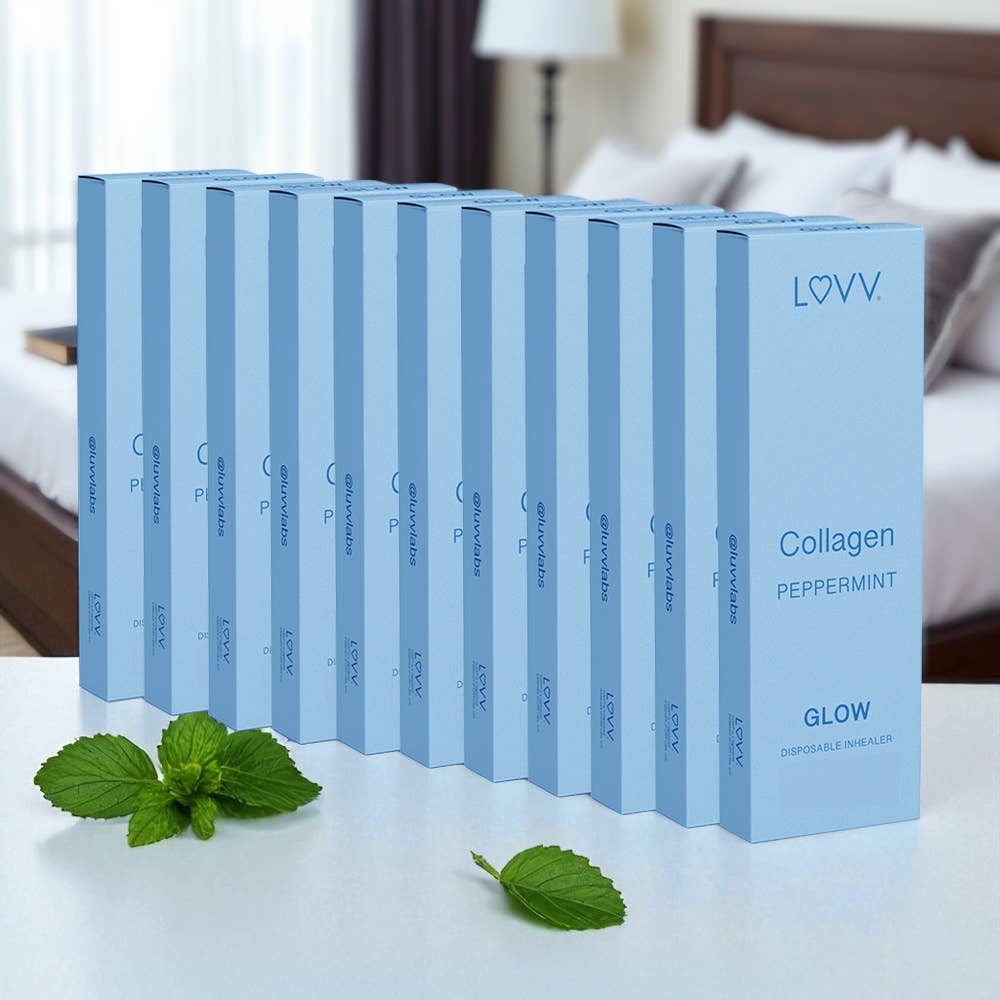 LUVV Labs - Wholesale Aromatherapy Inhaler - 10 LUVV GLOW Collagen Infused Peppermint Flavored Inhealers2