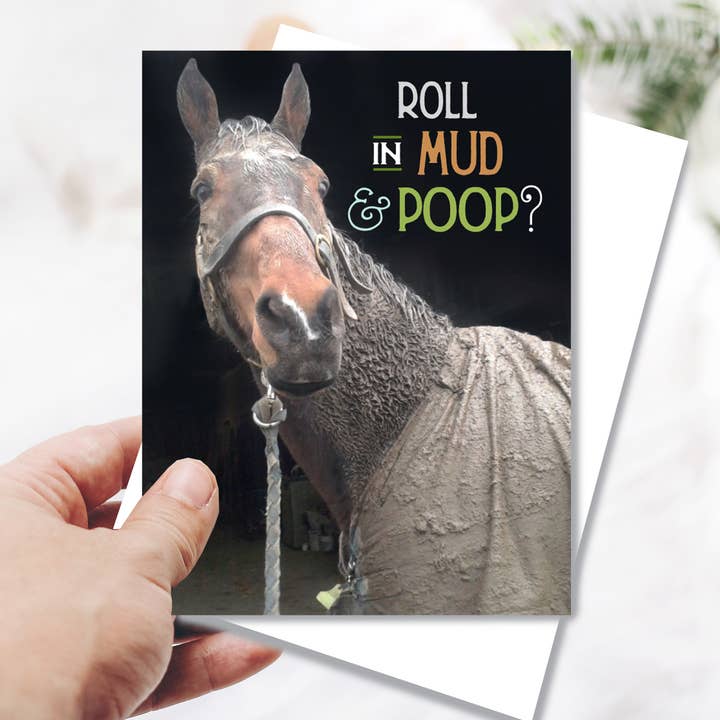 Horse Hollow Press - Wholesale Birthday Card - Horse Greeting Birthday Card / Roll in Mud & Poop / Funny 1