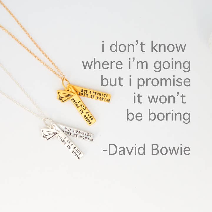 David Bowie Quote Necklace for wholesale by Chocolate and Steel