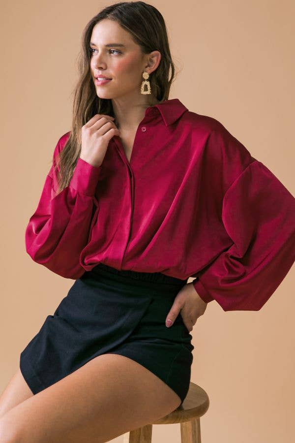 FLYING TOMATO – Großhandel Bluse – Damen – Ein solides gewebtes Top - IT12619-FW7