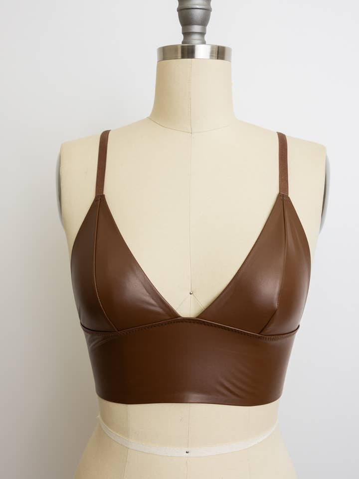 Leto Accessories - Wholesale Bralette - Women's - Faux Leather Longline Bralette - Edgy Shine4