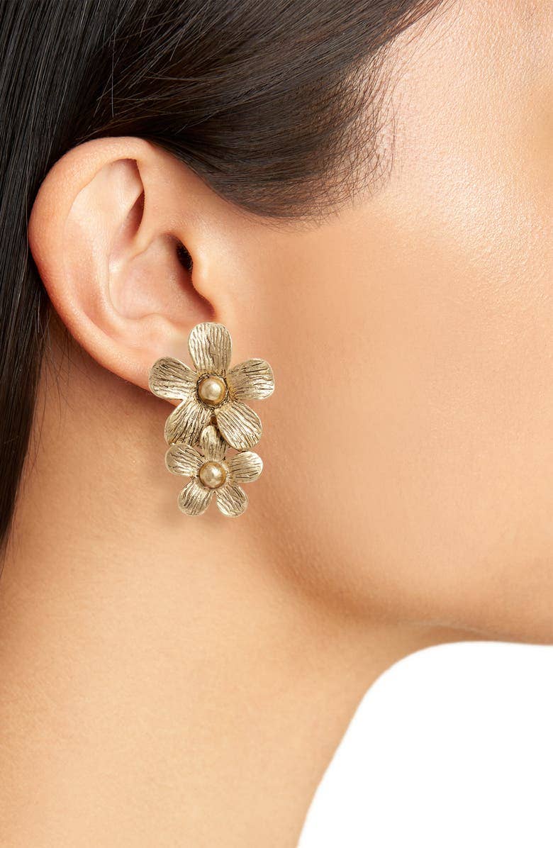 KARINE SULTAN - Wholesale Clip-On Earrings - Statement Flower Drop Clip-On Earrings for Stylish Looks2