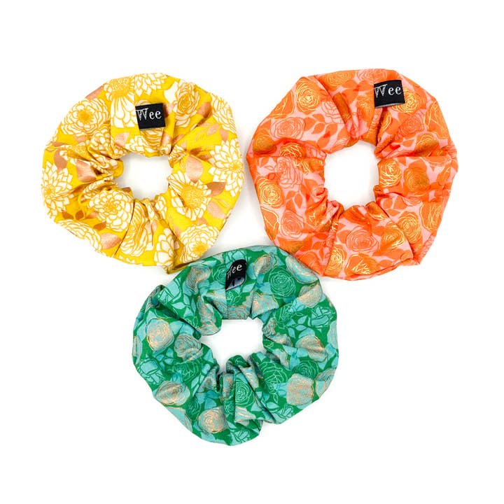 Rightsized Scrunchie | Metallic Floral for wholesale by Wee Joys