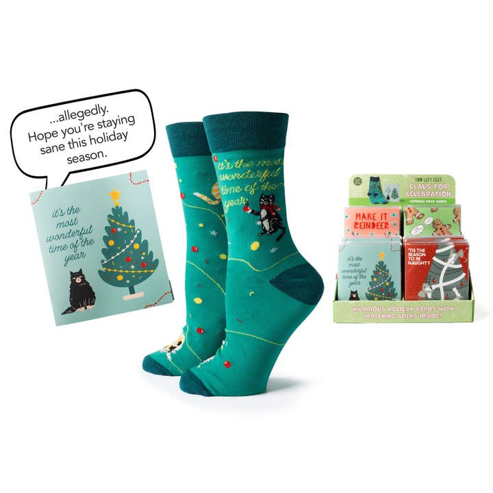 DM Merchandising - Wholesale Gift Tag - Two Left Feet Holiday Gift Card and Sock Set