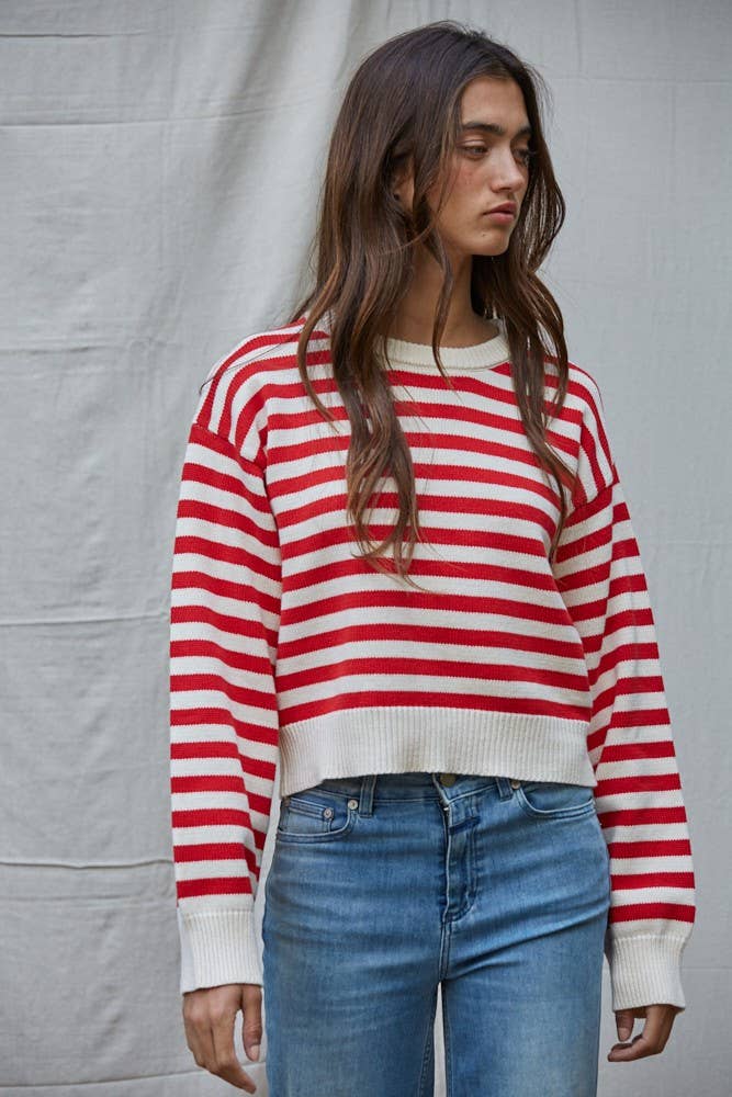 By Together - Wholesale Knit Sweater - Women's - W2163 | Knit Sweater Nylon Wool Acrylic Striped Pullover