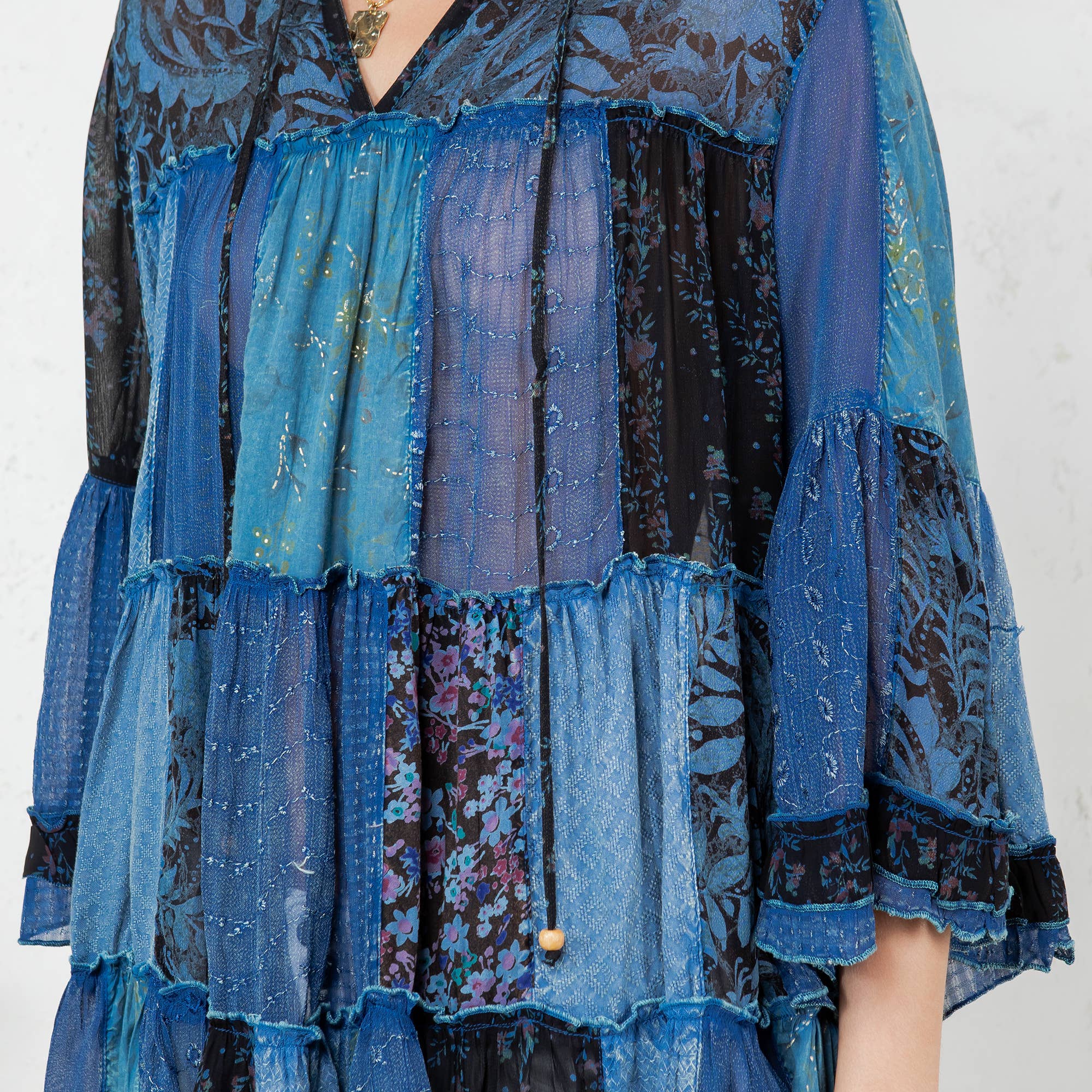 Young Threads - Venta al por mayor Blusa - Mujer - Top Jhabla con Cuello de Banda Teñido Chic (Nuevo Color)11