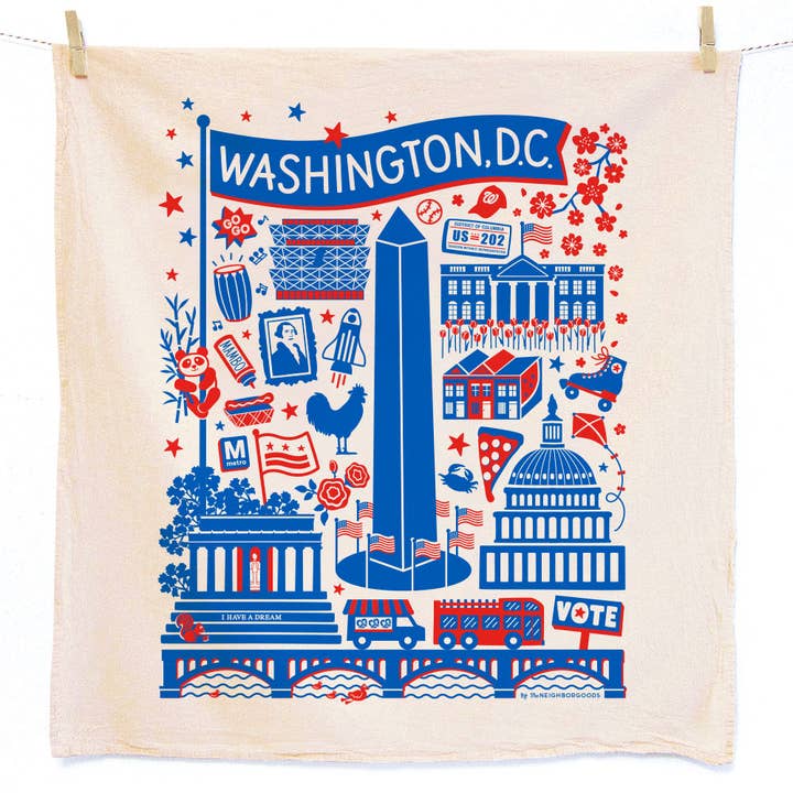 The Neighborgoods - Wholesale Tea Towel - DC LOVE (DC Landmarks, DC Flag) - Tea Towel Set of 21