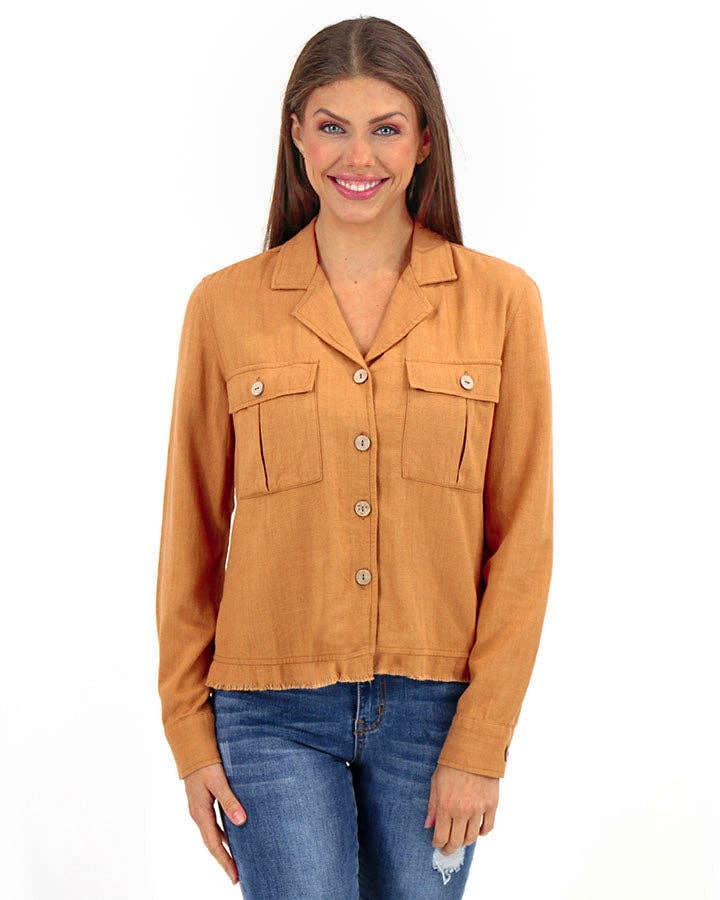 Linen Safari Jacket in Chai for wholesale on Faire5
