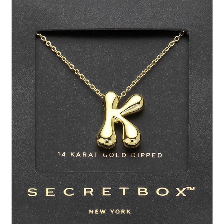 Sensibling Corp. - Wholesale Pendant/Charm Necklace - SECRET BOX_ 14K Gold Dipped Bubble Initial Pendant Necklace
13