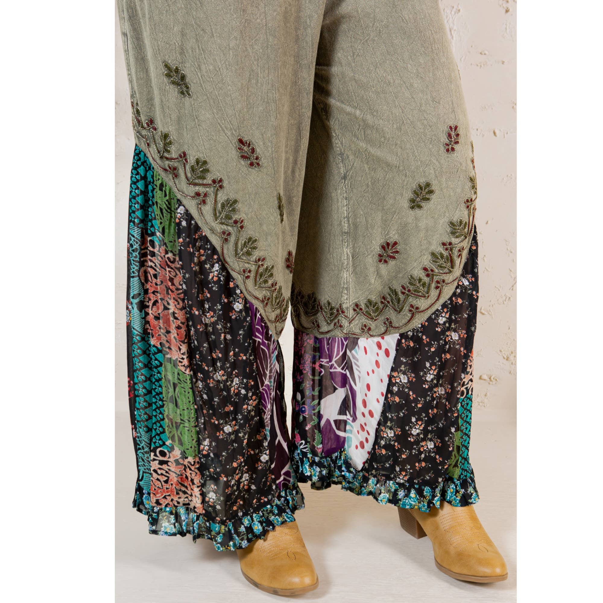 Young Threads - Vente Pantalon – femme - Pantalon évasé en rayonne surteint bohème19