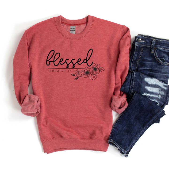 Blessed Scripture Floral | Sweatshirt for wholesale by Uplifting Threads Co Wholesale