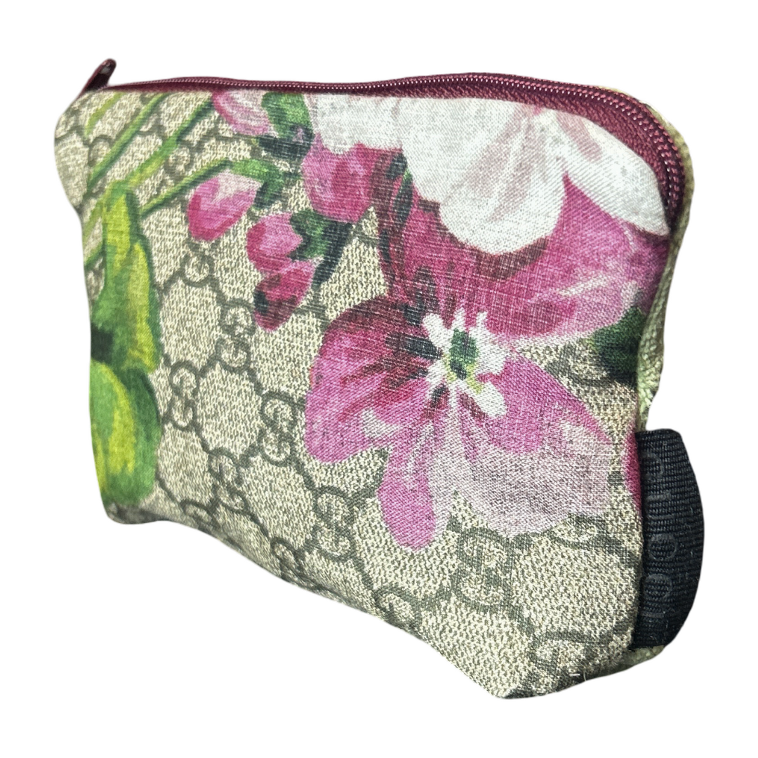 Vintage Luxe Up - Wholesale Makeup/Cosmetic Bag - GG Logo Blooms Pink Vintage Silk Scarf Beauty Bag1