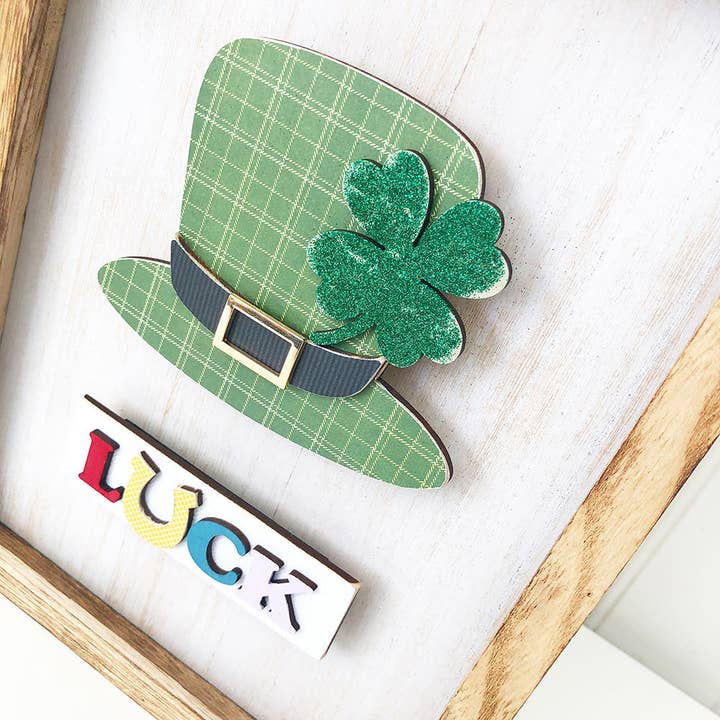 Foundations Decor – wholesale DIY craft kit – Foundations Decor Simply Framed - Glitter Green LUCK DIY kit7