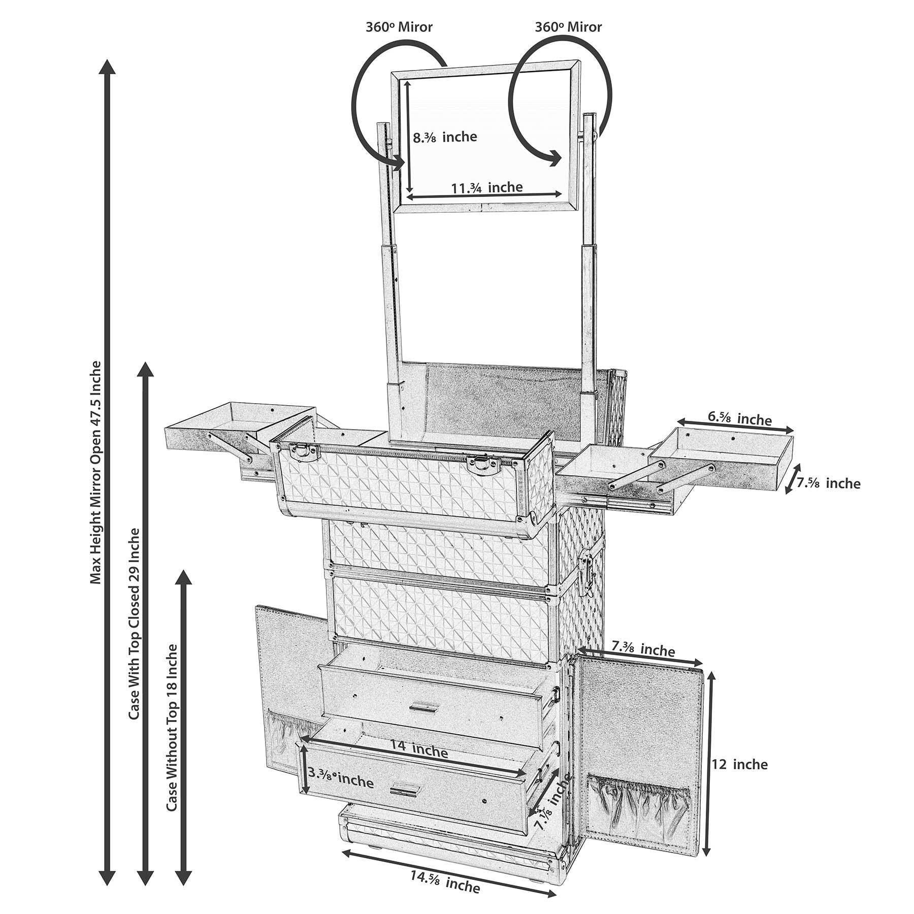 SHANY Cosmetics - Vente Boîte de rangement pour maquillage - Série REBEL Valise à roulettes pour maquilleurs professionnels16
