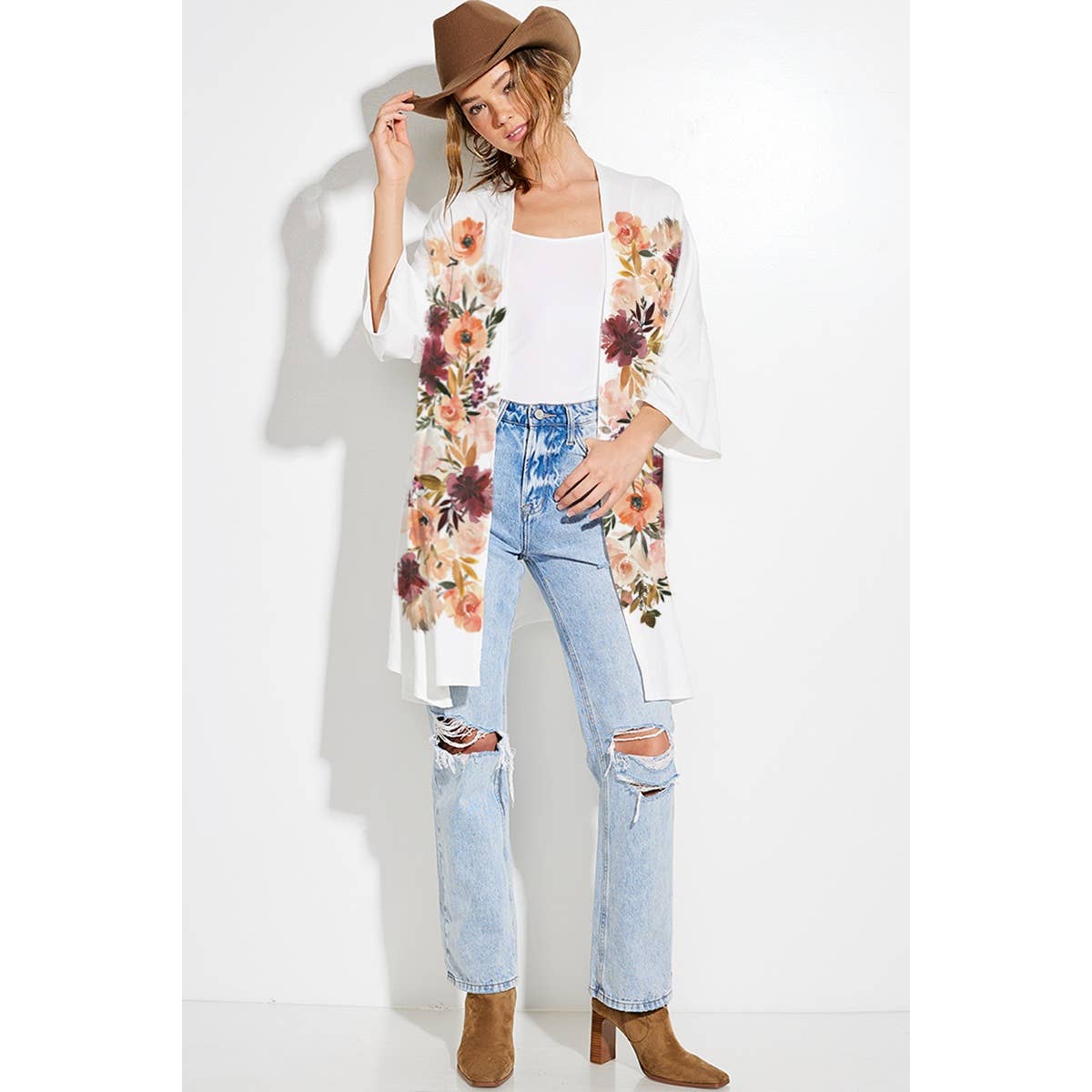 Phil Love - Wholesale Kimono - Women's - Flower print kimono cardigan1