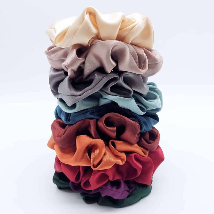 Luxury Satin Scrunchies in 4 SIZES for wholesale by Dandy Lane