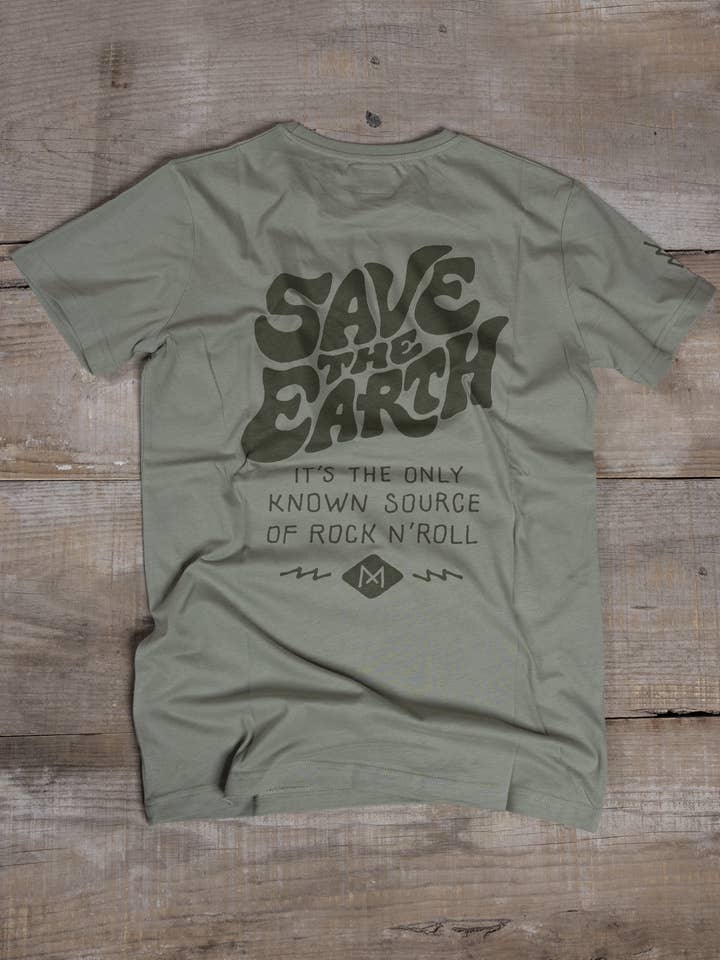 T-shirt - Save the Earth - Olive for wholesale by Maria Riding Company