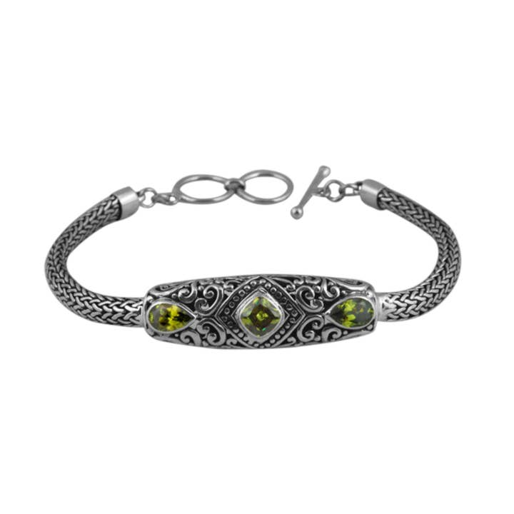 Sterling Silver Peridot Toggle Bracelet – Kamaron Bali for wholesale by Kamaron Bali