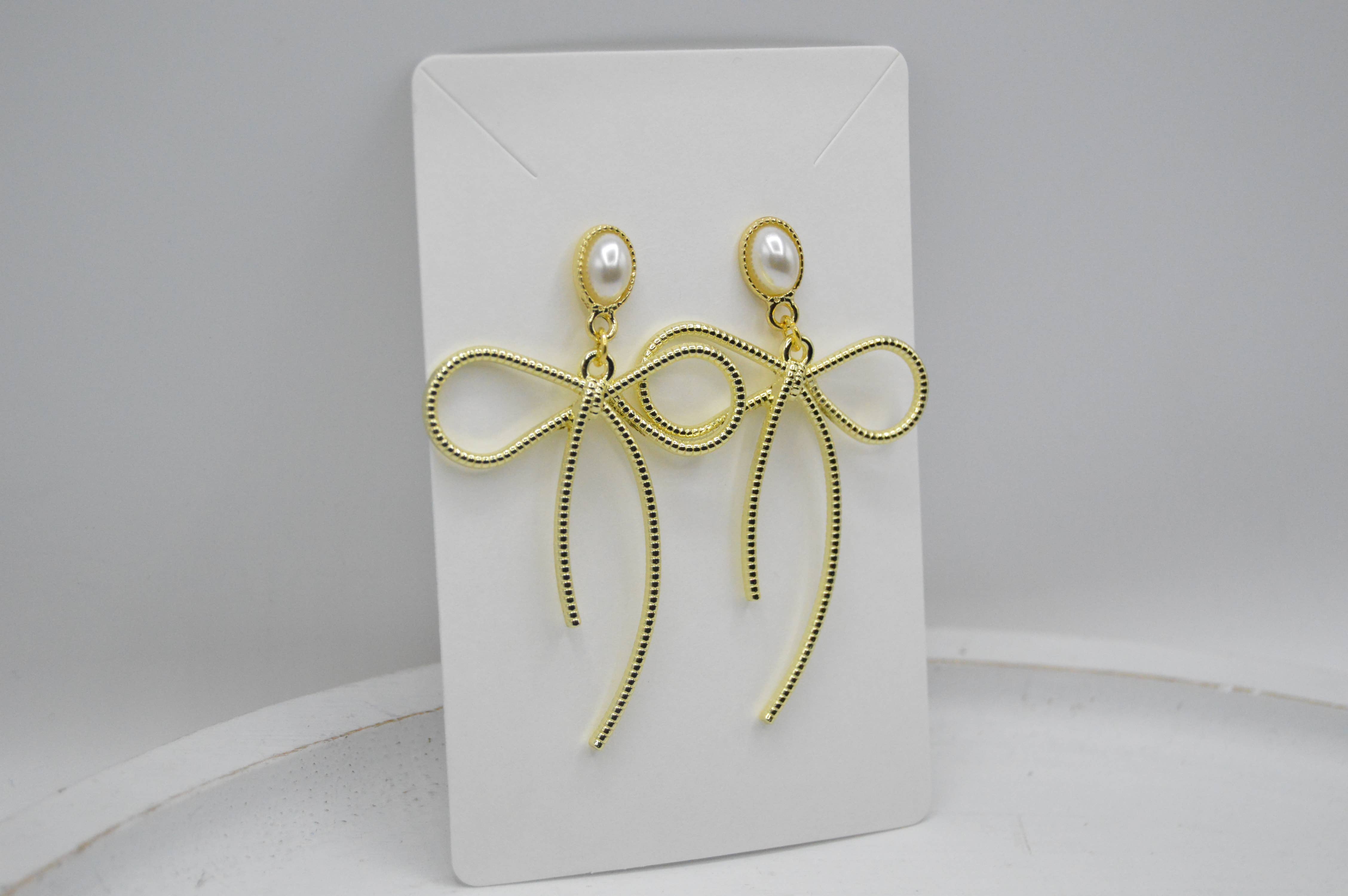 The Adorned Fox – wholesale Dangle earrings – Bow Earrings, Classic, Neutral, Trendy, Coquette1