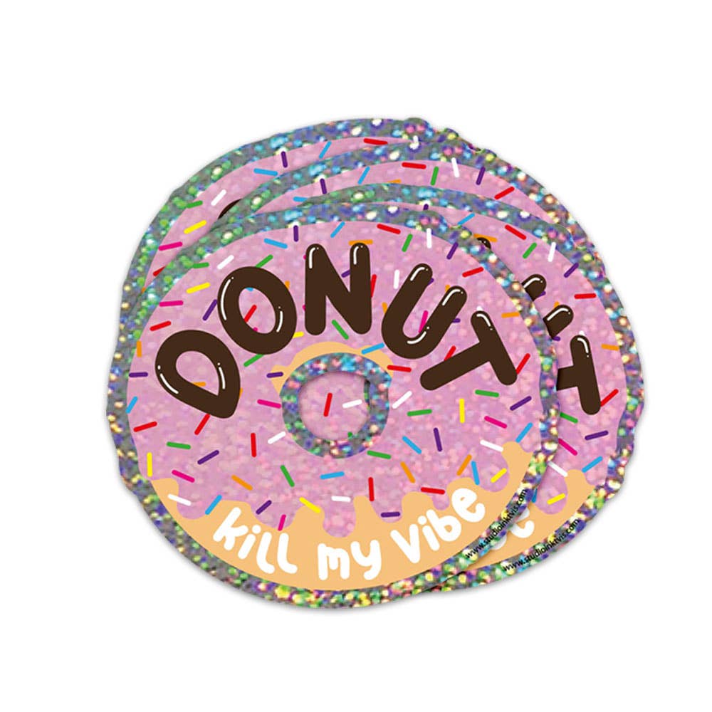 Studio Inktvis - Wholesale Sticker - Glitter sticker Donut kill my vibe0