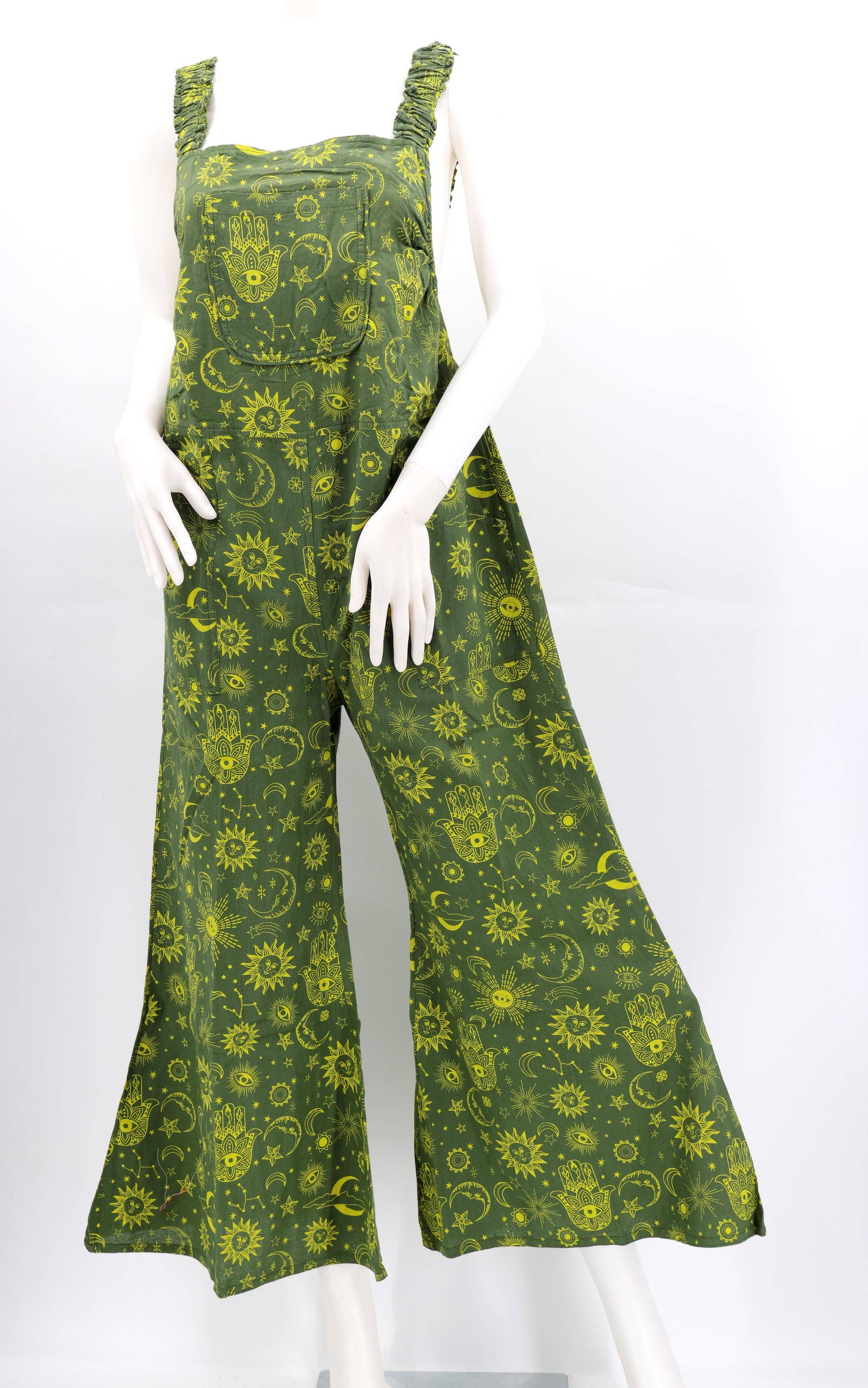 Himalaya Handmade - Wholesale Overalls - Women's - Cotton Hippie Handmade Celestial Print Wide Leg Bohemian Overalls4