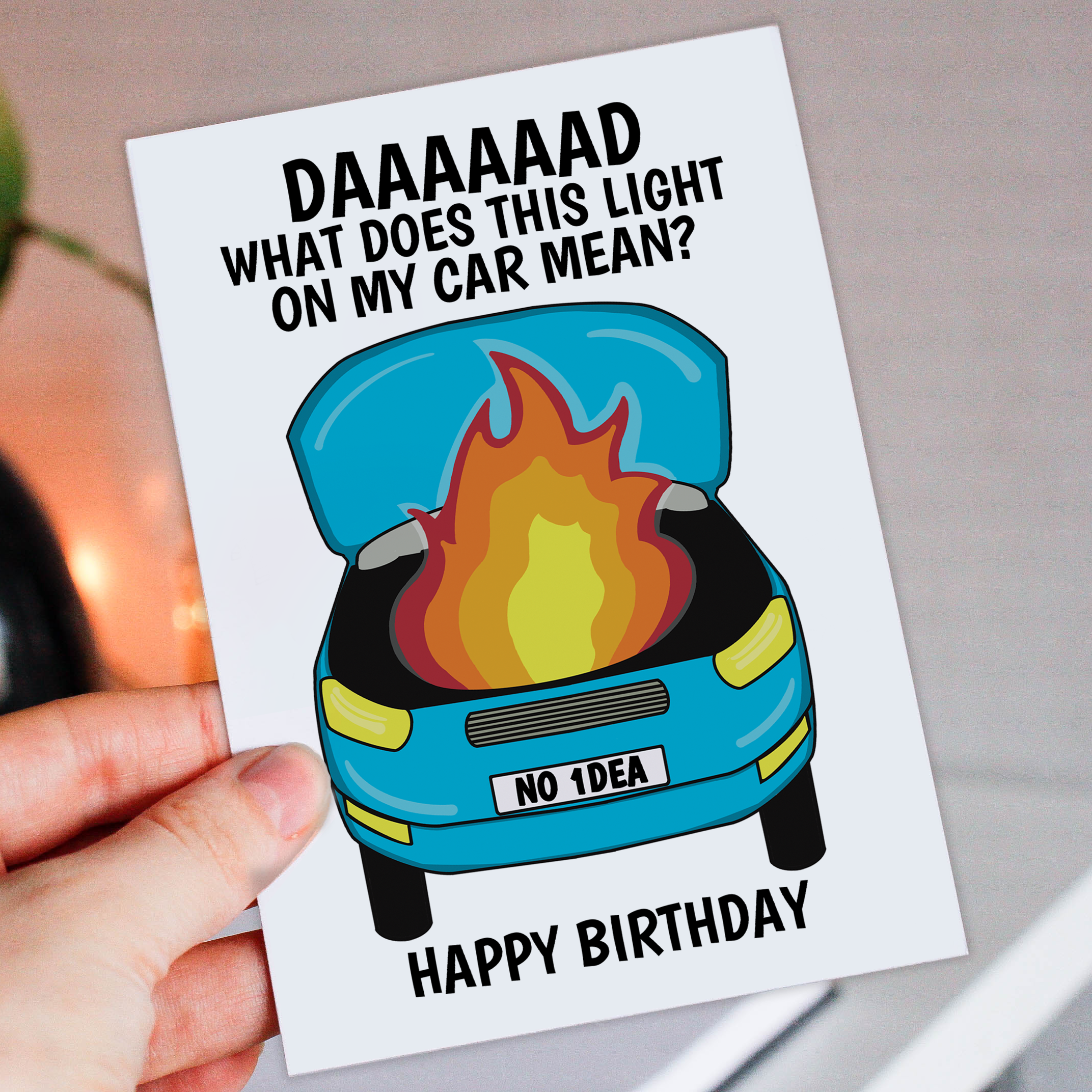 Prints With Personality - Wholesale Birthday Card - Funny Dad birthday card: What does this light on my car mean8