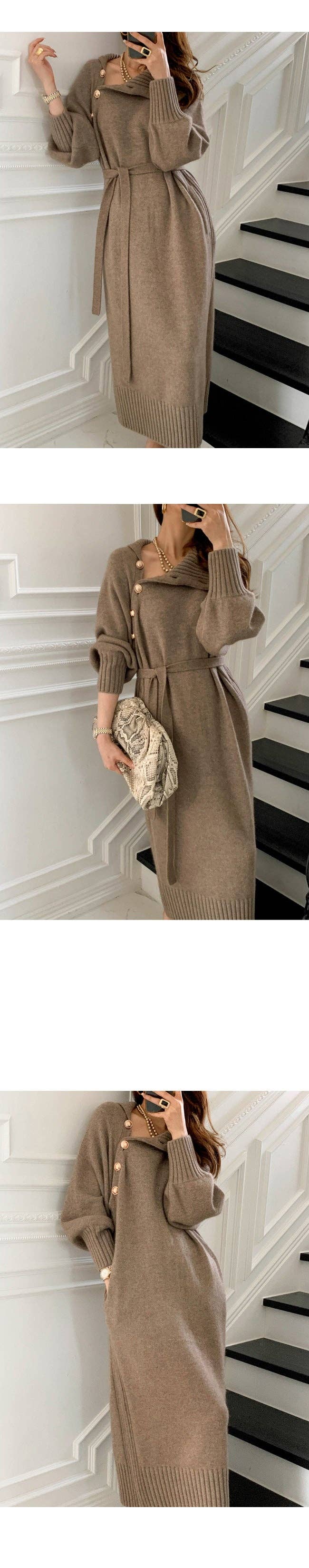 Marayn - Wholesale Dress - Women's - KoreanJapanese Knit Dress Chic Slimming and Versatile15