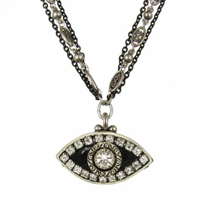 Black and Crystal Evil Eye Necklace for wholesale by Michal Golan Jewelry