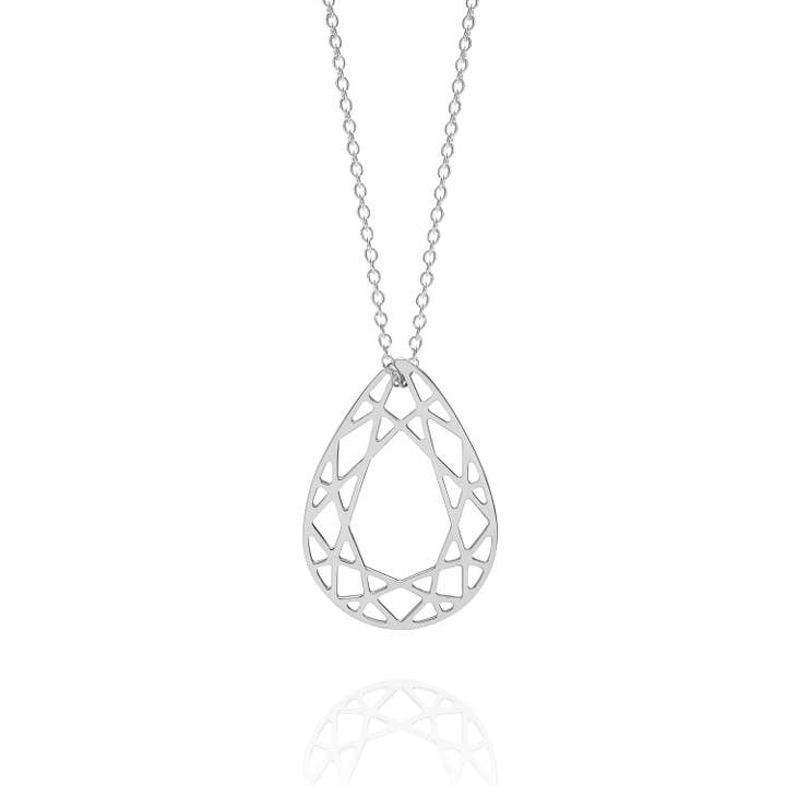 Medium Pear Diamond Necklace - Silver for wholesale by Myia Bonner
