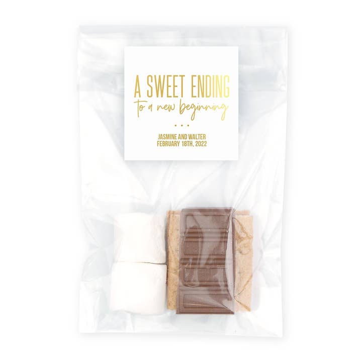 Clear Cellophane Favor Bags W/ Stickers - A Sweet Ending for wholesale by Weddingstar Inc.