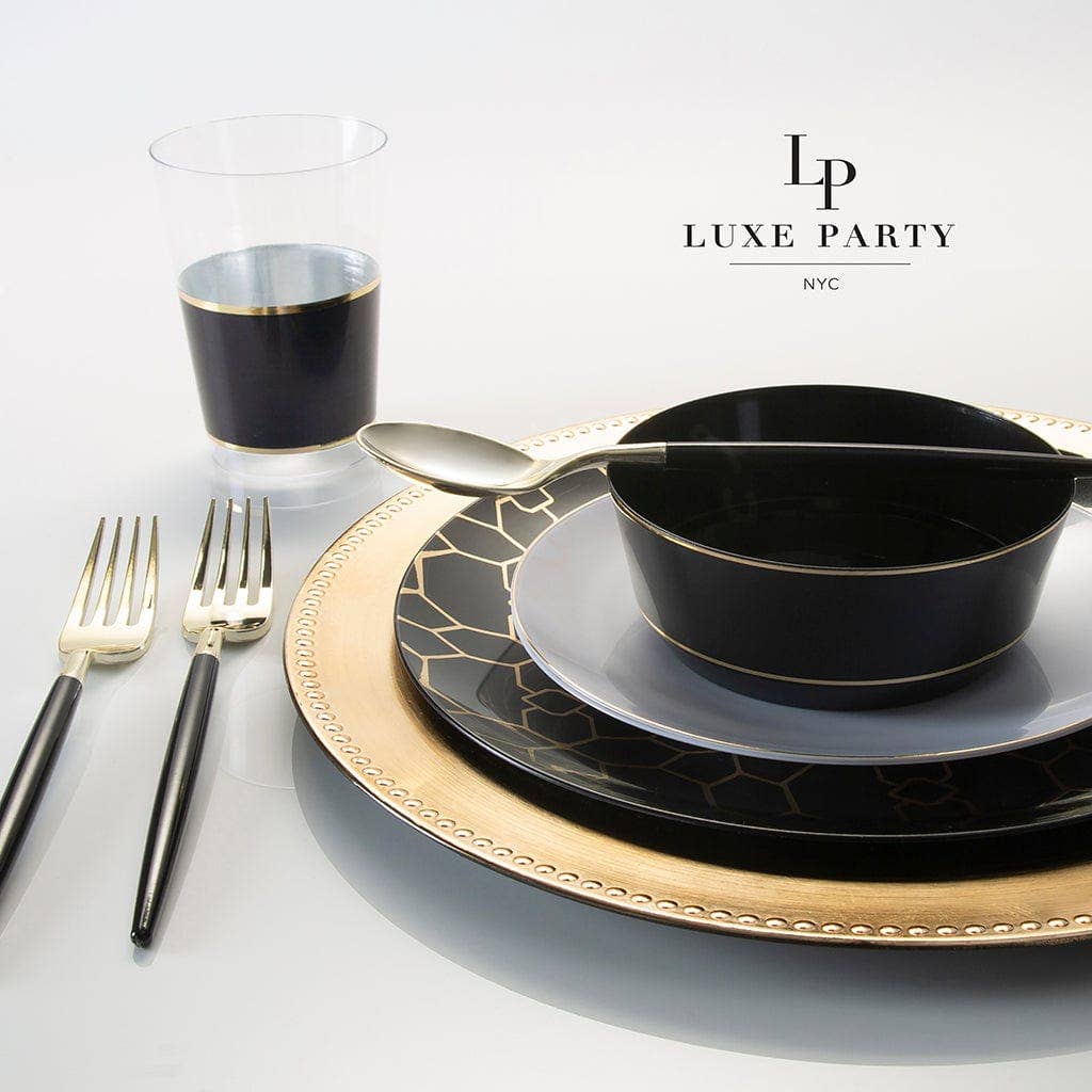 Luxe Party - Wholesale Disposable Cup - 12 Oz Round Black • Gold Plastic Cups | 10 Cups2