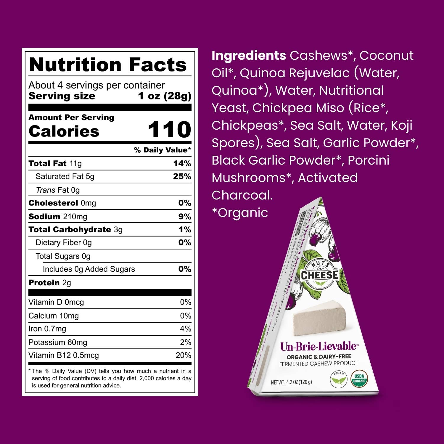 Nuts For Cheese - Wholesale Cheese - Un-Brie-Lievable™ Cashew Cheese Wedge | Organic | Vegan5