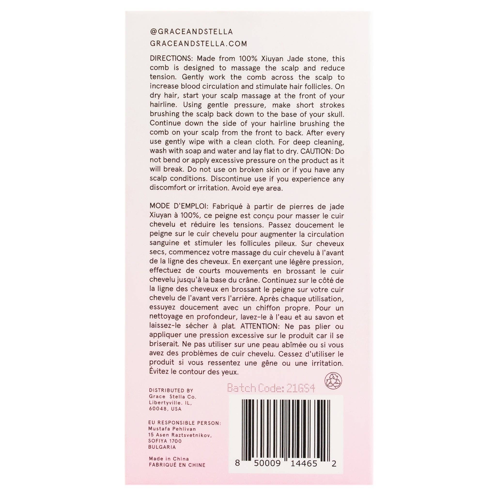 Grace & Stella Co – Engroshandel Hårbørste/kam – Jade Kam til Hovedbundsmassage for Sund Hårvækst6