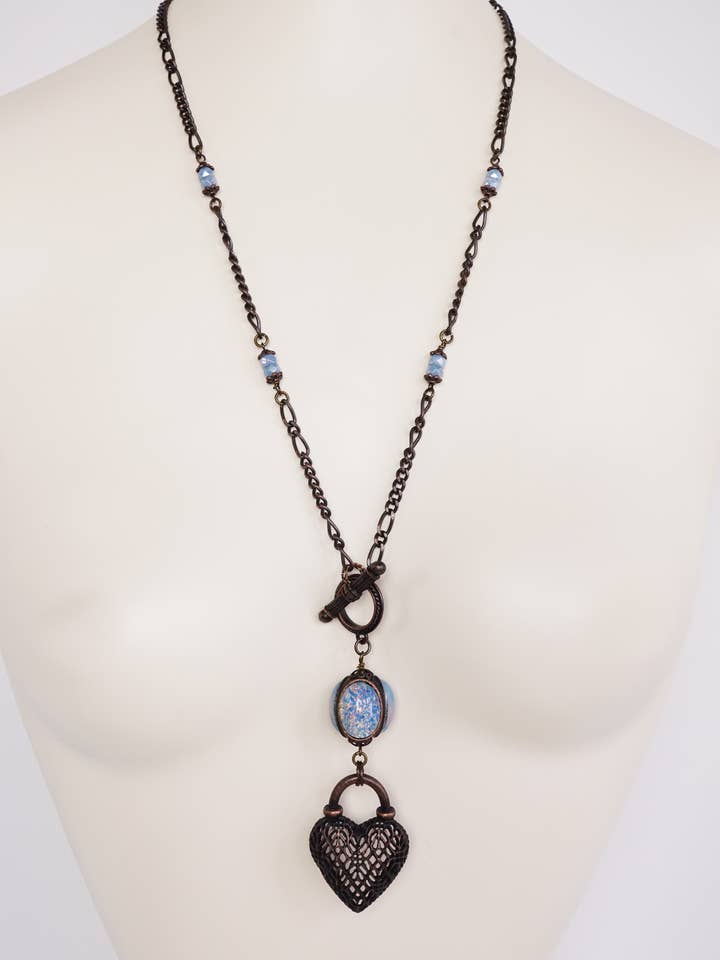 Handmade Jewelry-Vintage Blue Fire Opal Necklace for wholesale by A Silk Purse