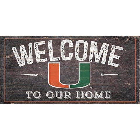 Fan Creations - Wholesale Sign - University of Miami Welcome Distressed 6 x 120