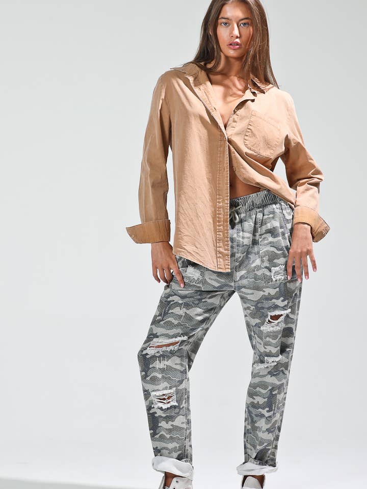 MK2119N - washed out shirts for wholesale by NOABOA