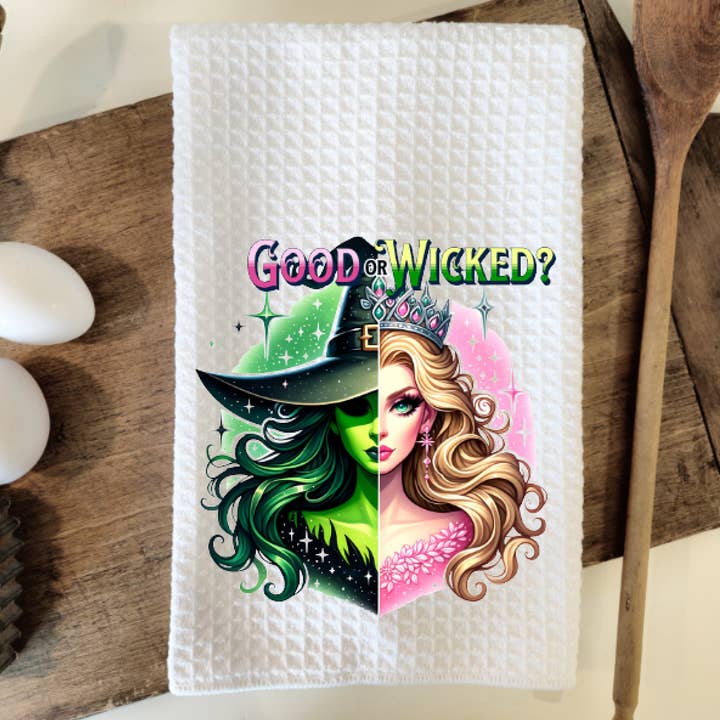 Asciugamano da cucina in tessuto a nido d'ape buono o cattivo per la vendita all'ingrosso da parte di Prairie Chicken Sticker Shop & Gifts