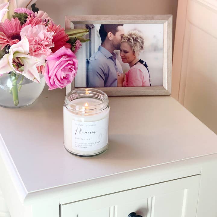 Scented Designs Candle Co - Wholesale Jar/Filled Candle - Plumeria Soy Candle - 7oz Signature Jar1