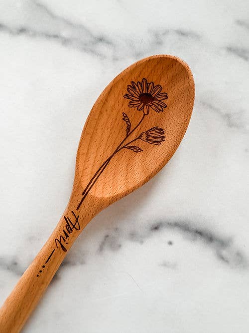Wood & Ash - Wholesale Kitchen Spoon - Birth Flower Wooden Cooking Spoons3