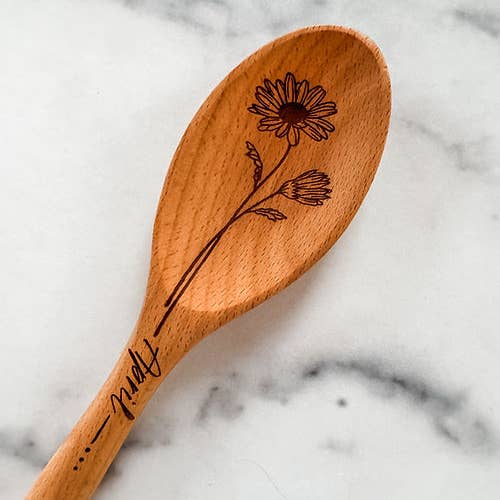 Wood & Ash - Wholesale Kitchen Spoon - Birth Flower Wooden Cooking Spoons3