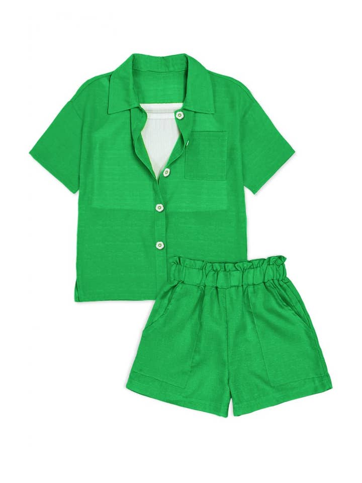 Cutie Patootie Clothing - Wholesale Top & Short Set - Kids - GKSS-23-3058B Girl's 3 pc Short Set w/ Flower Buttons5