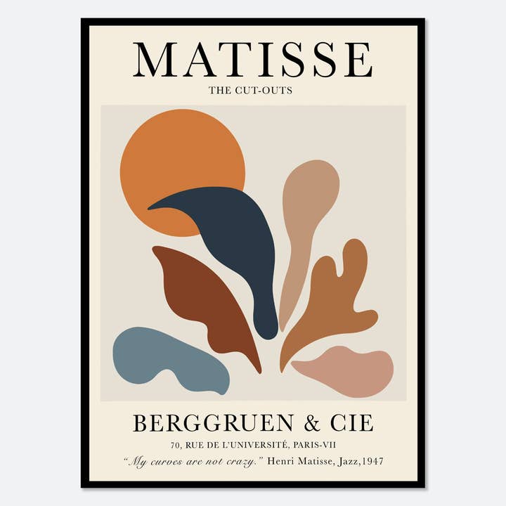 Sugar & Canvas - Wholesale Art Print - Henri Matisse Cut-Outs Vintage Exhibition Poster Art Print | Botanical Plants Leaves, Berggruen Cie, Boho Wall Decor, Papiers Decoupes #M07