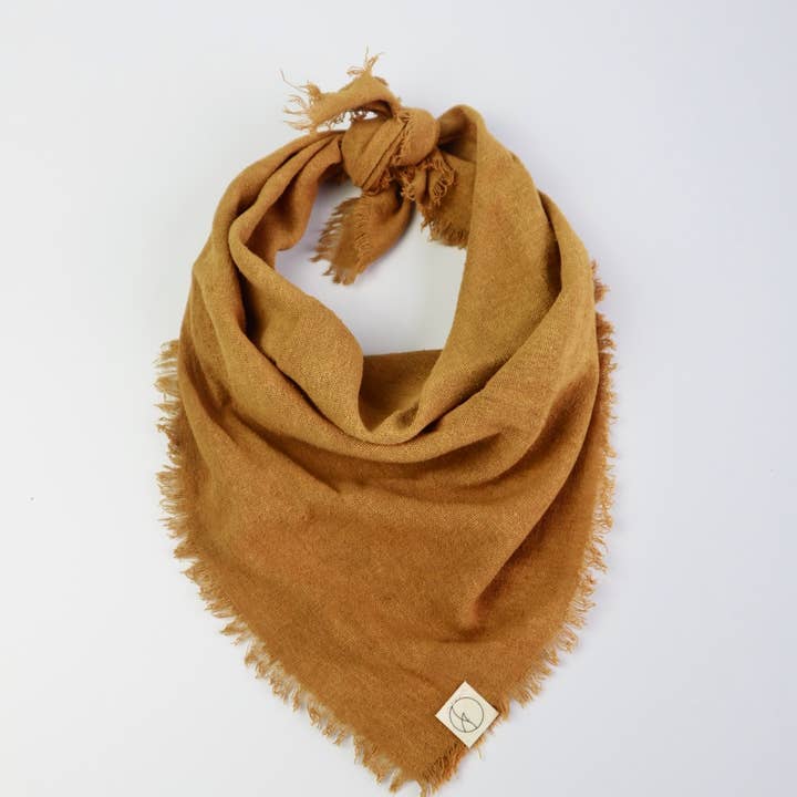Eco Raw Studio - Wholesale Bandana – Women's - Desert Gold Solid Naturally Dyed Raw Silk Bandana5