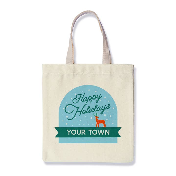 Bolsa de tela navideña personalizada de ciudad - Felices Fiestas para venta al por mayor de Rock Scissor Paper