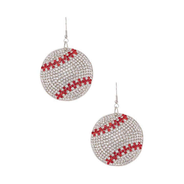 Rhinestone Baseball Pillow Earrings for wholesale by LA Jewelry Plaza