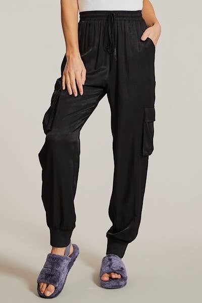 Miss Sparkling - Wholesale Pants - Women's - Textured Satin Cargo Pants2