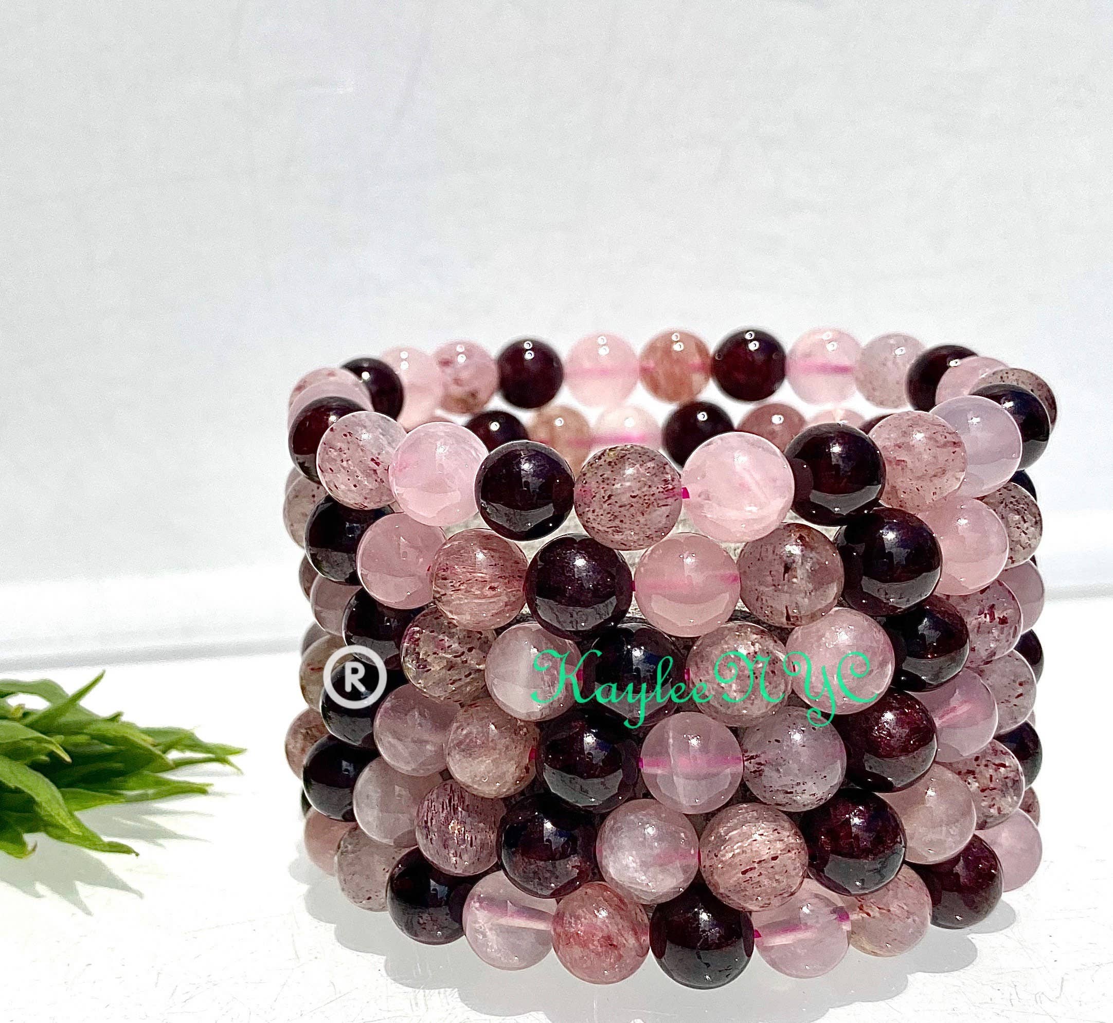 KayleeNYC - Wholesale Beaded Bracelet - 8mm Heart Chakra Bracelet with Rose Garnet Quartz