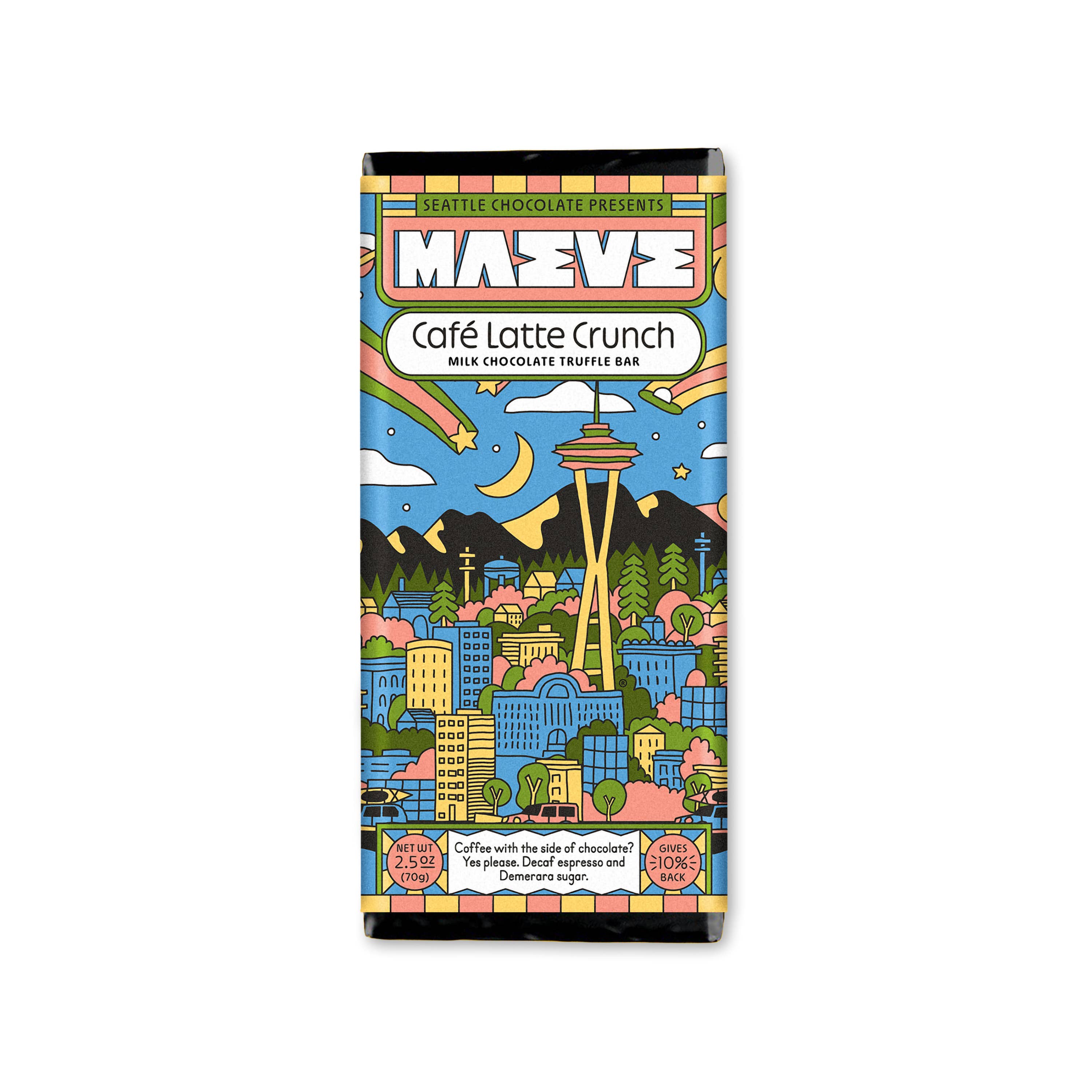 Seattle Chocolate Presents Maeve - Wholesale Chocolate Bar - Café Latte Crunch Truffle Bar