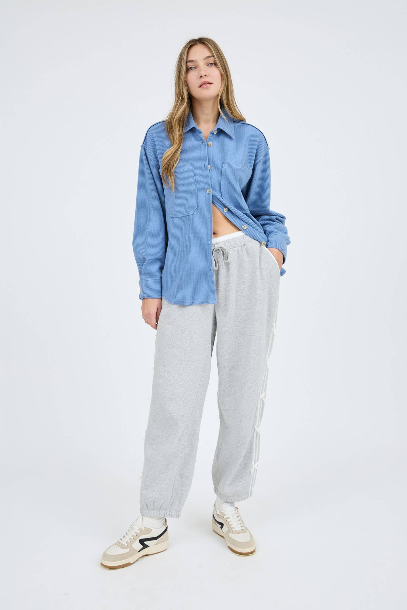 Blu Pepper - Wholesale Knit Top - Women's - RIB KNIT EXPOSED SEAM BUTTON UP TOP8